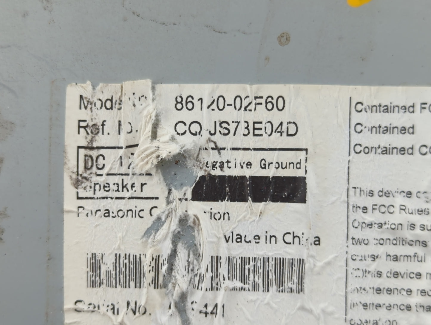 2014-2019 Toyota Corolla Radio AM FM Cd Player Receiver Replacement P/N:86120-02F60 Fits OEM Used Auto Parts - Oemusedautopa