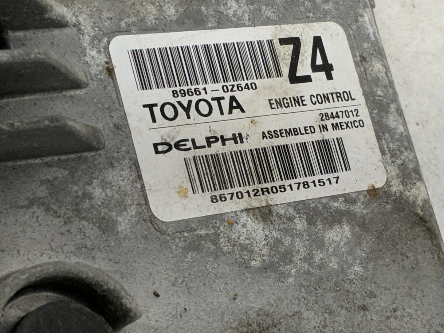 2015-2016 Toyota Corolla PCM Engine Control Computer ECU ECM PCU OEM P/N:89661-0Z640 Z4 Fits Fits 2015 2016 OEM Used Auto Pa