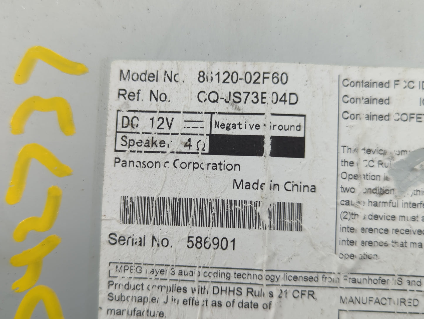 2014-2016 Toyota Corolla Radio AM FM Cd Player Receiver Replacement P/N:86120-02F60 Fits Fits 2014 2015 2016 OEM Used Auto P