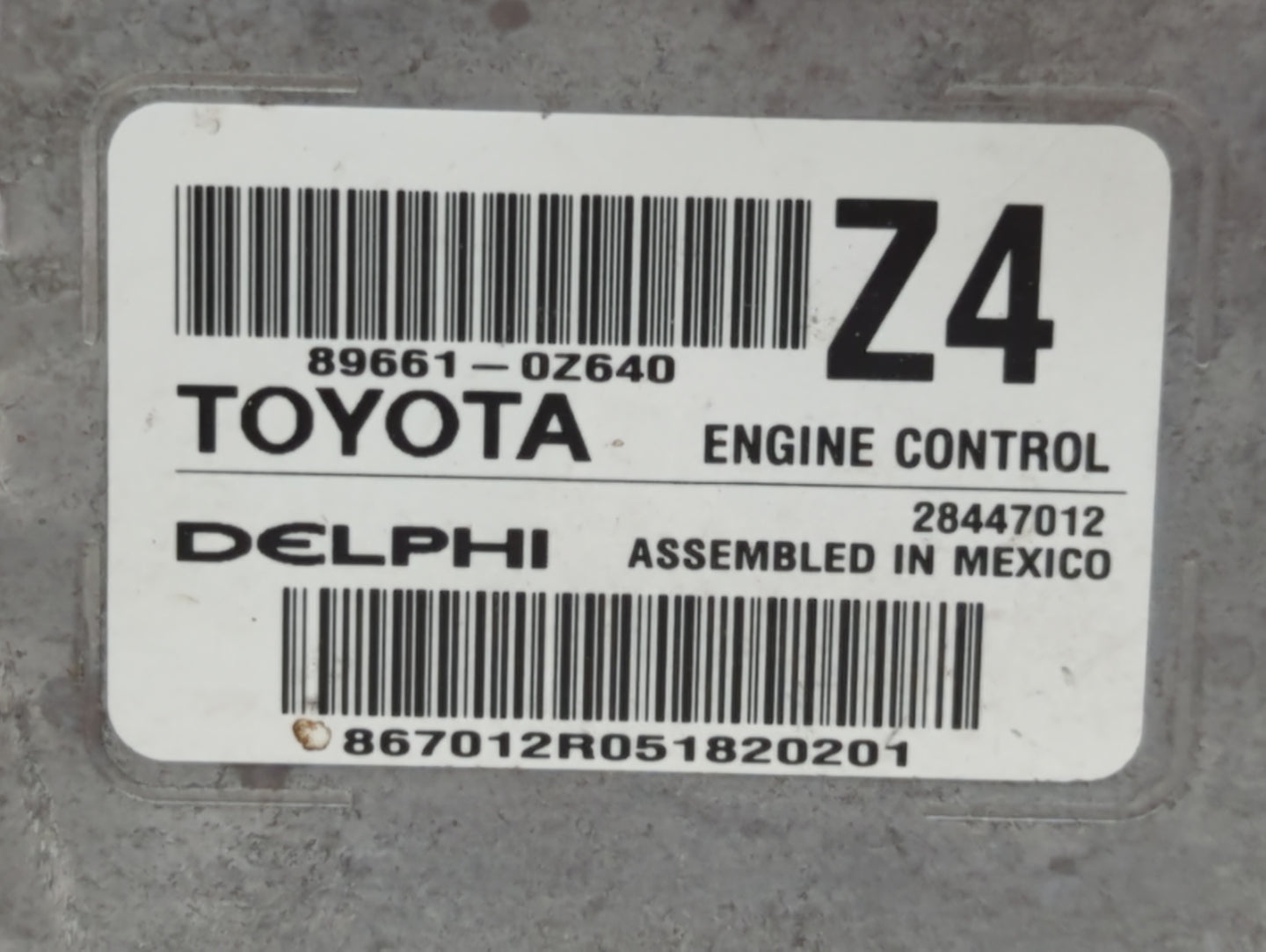 2015 Toyota Corolla PCM Engine Control Computer ECU ECM PCU OEM P/N:89661-0Z640 Fits OEM Used Auto Parts - Oemusedautoparts1