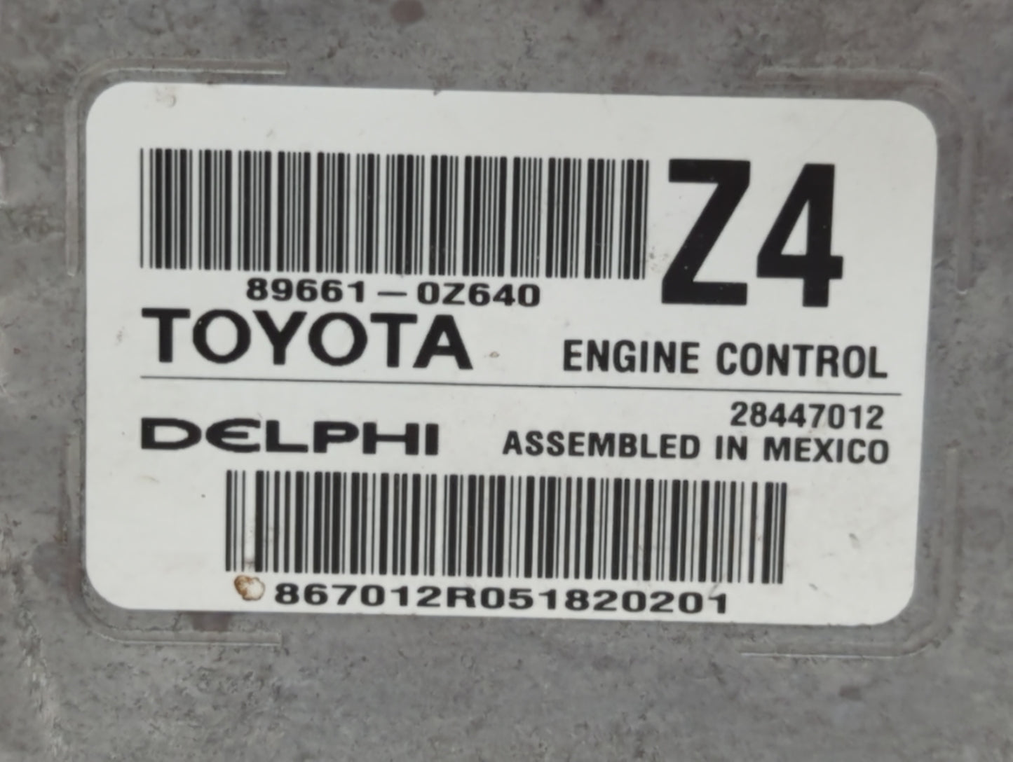 2015 Toyota Corolla PCM Engine Control Computer ECU ECM PCU OEM P/N:89661-0Z640 Fits OEM Used Auto Parts - Oemusedautoparts1