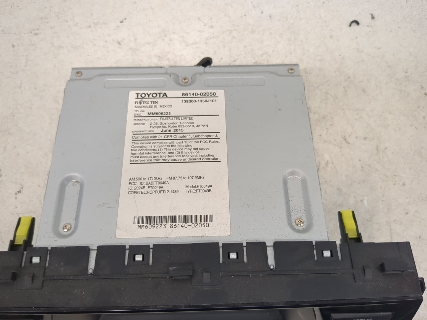 2015 Toyota Corolla Radio AM FM Cd Player Receiver Replacement P/N:86140-02050 138000-1350J101, MM609223 Fits Fits 2014 2016
