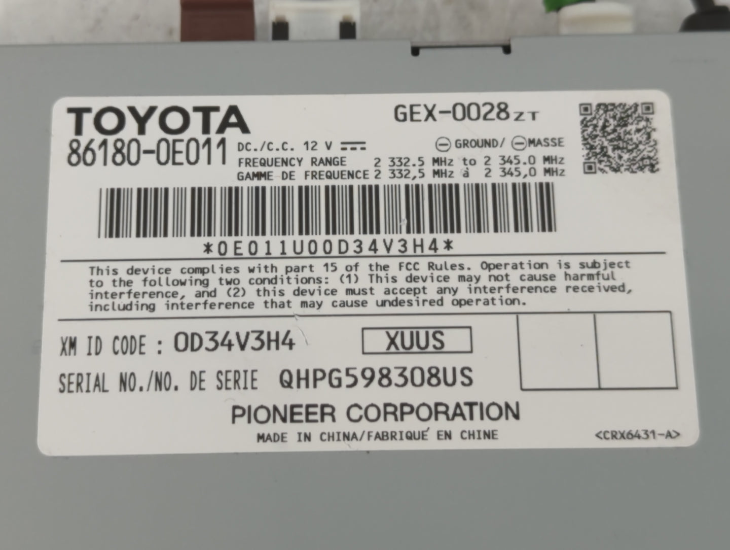 2014-2019 Toyota Highlander Radio AM FM Cd Player Receiver Replacement P/N:860180-0E011 Fits OEM Used Auto Parts - Oemusedau