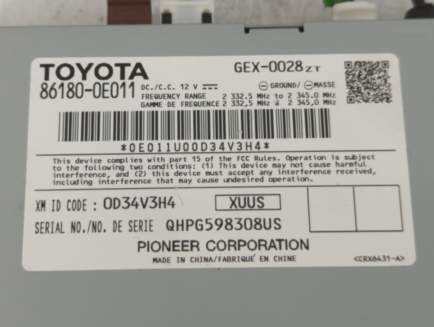 2014-2019 Toyota Highlander Radio AM FM Cd Player Receiver Replacement P/N:860180-0E011 Fits OEM Used Auto Parts - Oemusedau