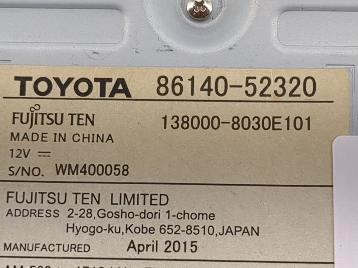 2015 Toyota Prius C Radio AM FM Cd Player Receiver Replacement P/N:86140-52320 138000-8030E101 Fits OEM Used Auto Parts - Oe