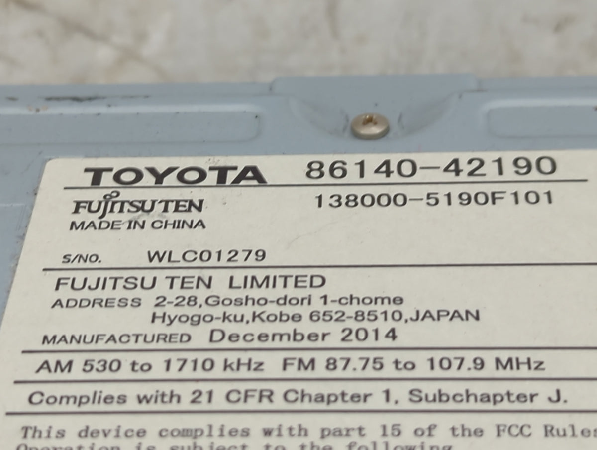 2013-2015 Toyota Rav4 Radio AM FM Cd Player Receiver Replacement P/N:86140-42190 138000-5190F101 Fits Fits 2013 2014 2015 OE