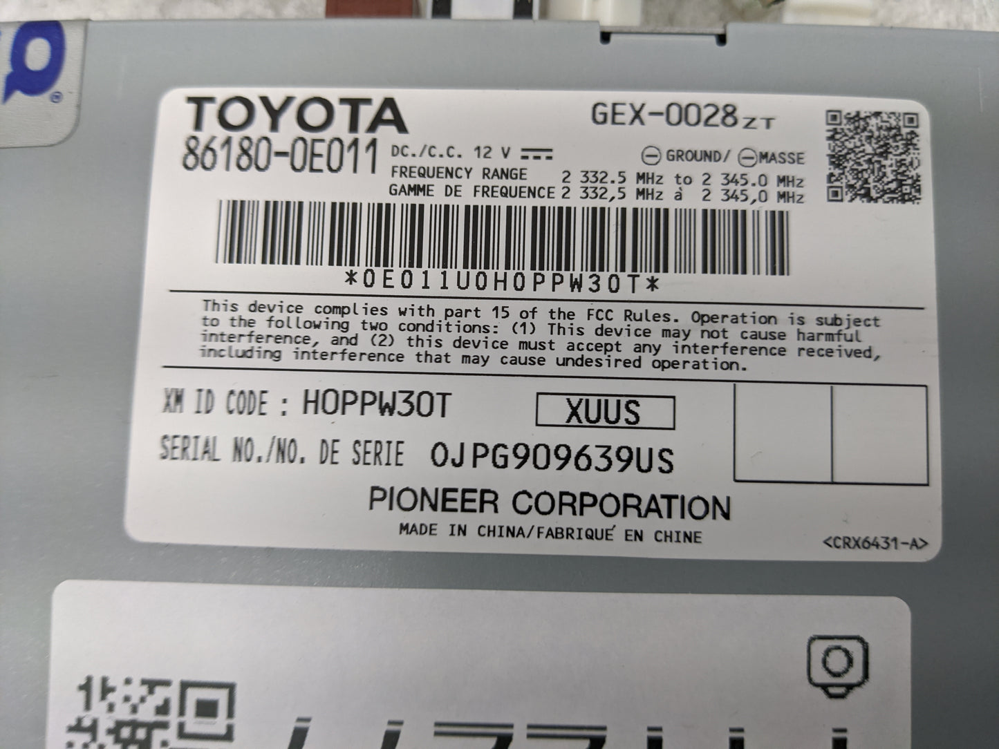 2015-2017 Toyota Sienna Radio AM FM Cd Player Receiver Replacement P/N:86180-0E011 Fits OEM Used Auto Parts - Oemusedautopar