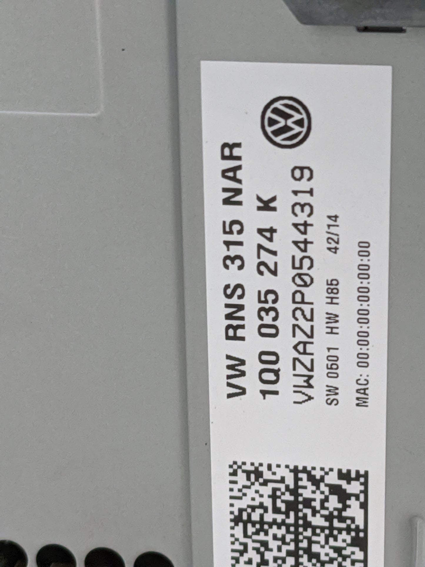 2012-2016 Volkswagen Beetle Radio AM FM Cd Player Receiver Replacement P/N:VW RNS 315 NAR 1Q0 035 274 K Fits OEM Used Auto P