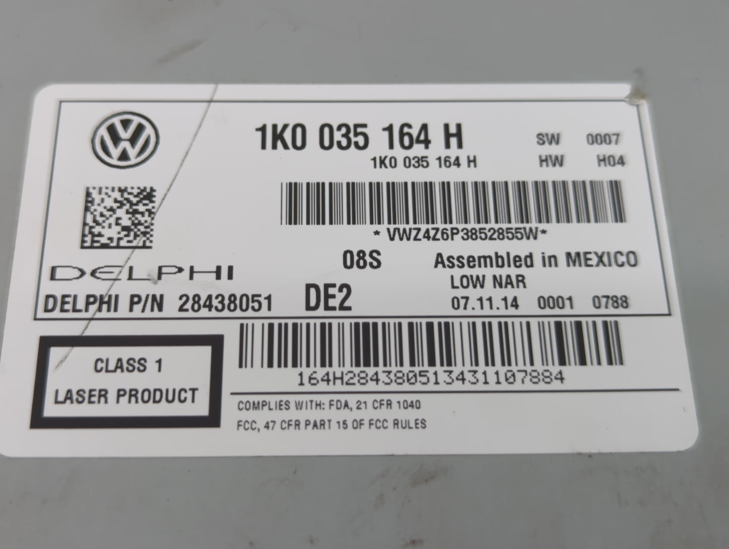 2014-2016 Volkswagen Beetle Radio AM FM Cd Player Receiver Replacement P/N:1K0 035 164 H 1K0 035 164 J Fits OEM Used Auto Pa
