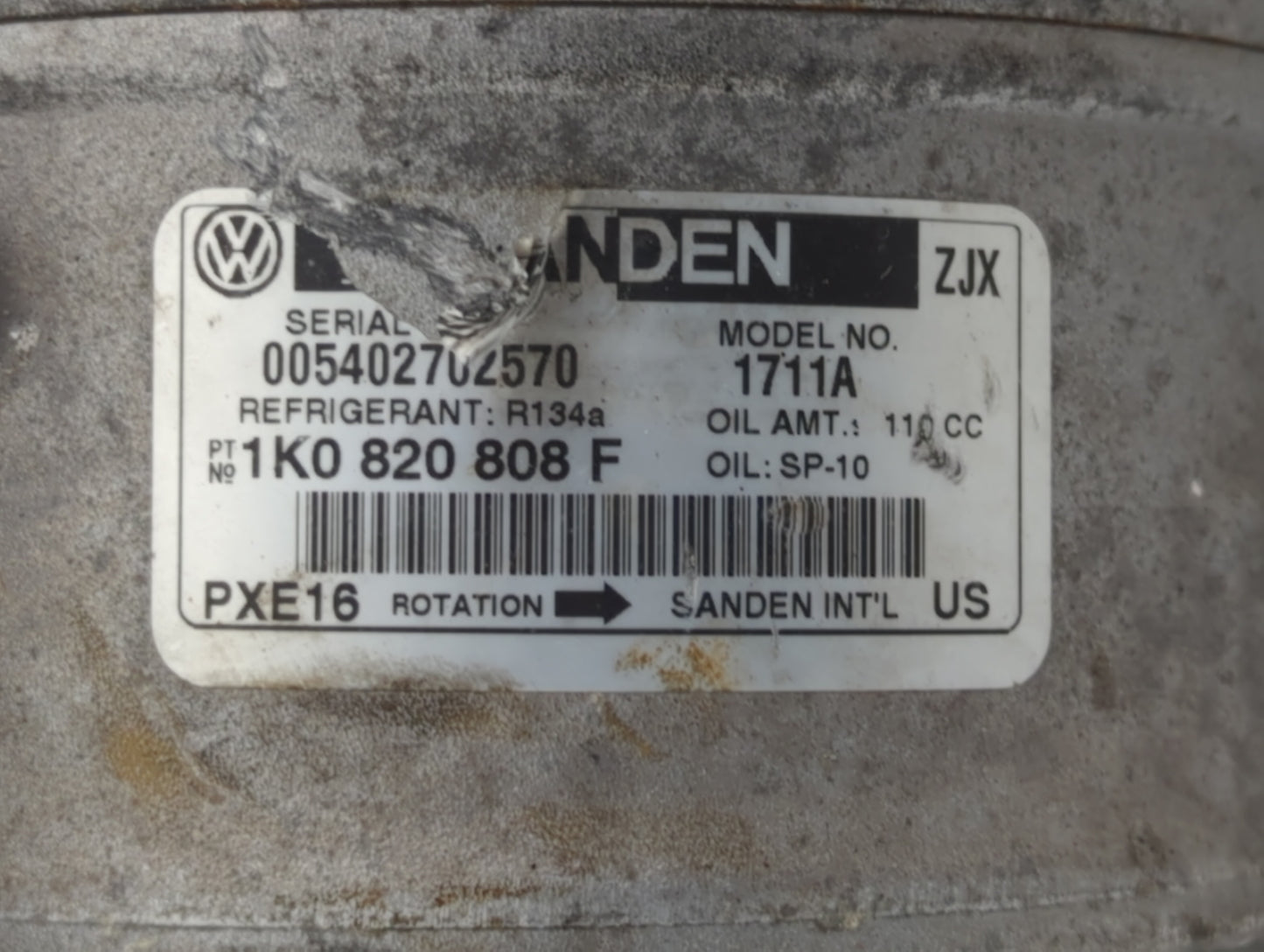 2013-2015 Volkswagen Beetle Air Conditioning A/c Ac Compressor Oem - Oemusedautoparts1.com