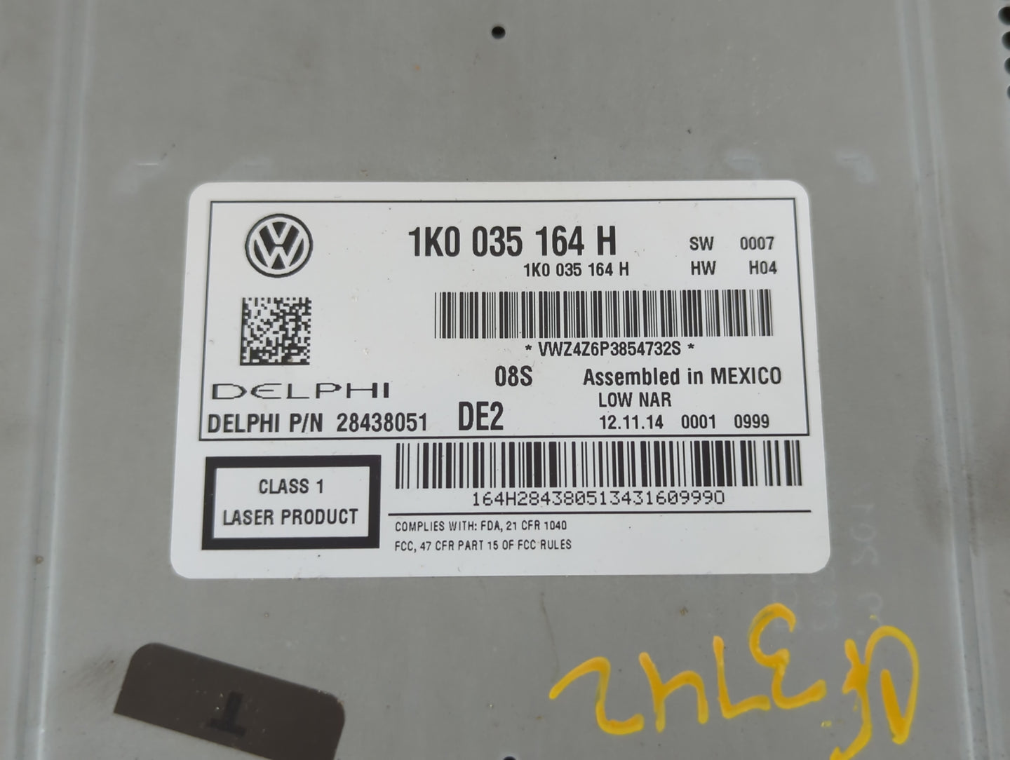 2012-2016 Volkswagen Beetle Radio AM FM Cd Player Receiver Replacement P/N:1K0 035 164 H Fits Fits 2011 2012 2013 2014 2015 