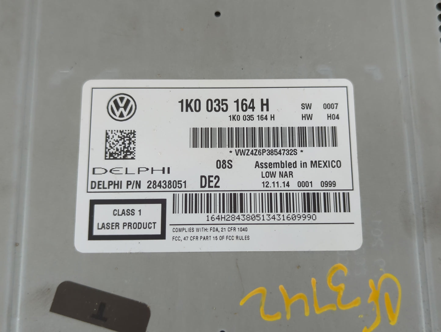 2012-2016 Volkswagen Beetle Radio AM FM Cd Player Receiver Replacement P/N:1K0 035 164 H Fits Fits 2011 2012 2013 2014 2015 