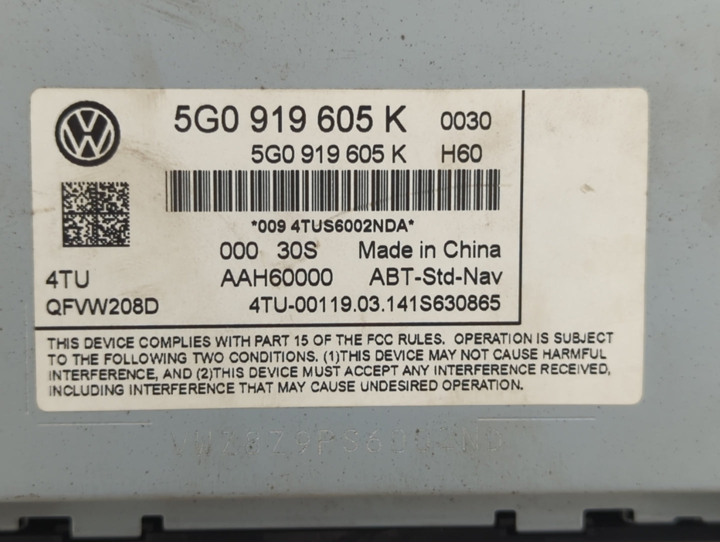 2012-2016 Volkswagen Golf Radio AM FM Cd Player Receiver Replacement P/N:5G0 919 605 K Fits Fits 2012 2013 2014 2015 2016 OE