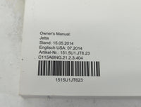 2015 Volkswagen Jetta Owners Manual Book Guide P/N:1515U1JT623 OEM Used Auto Parts - Oemusedautoparts1.com