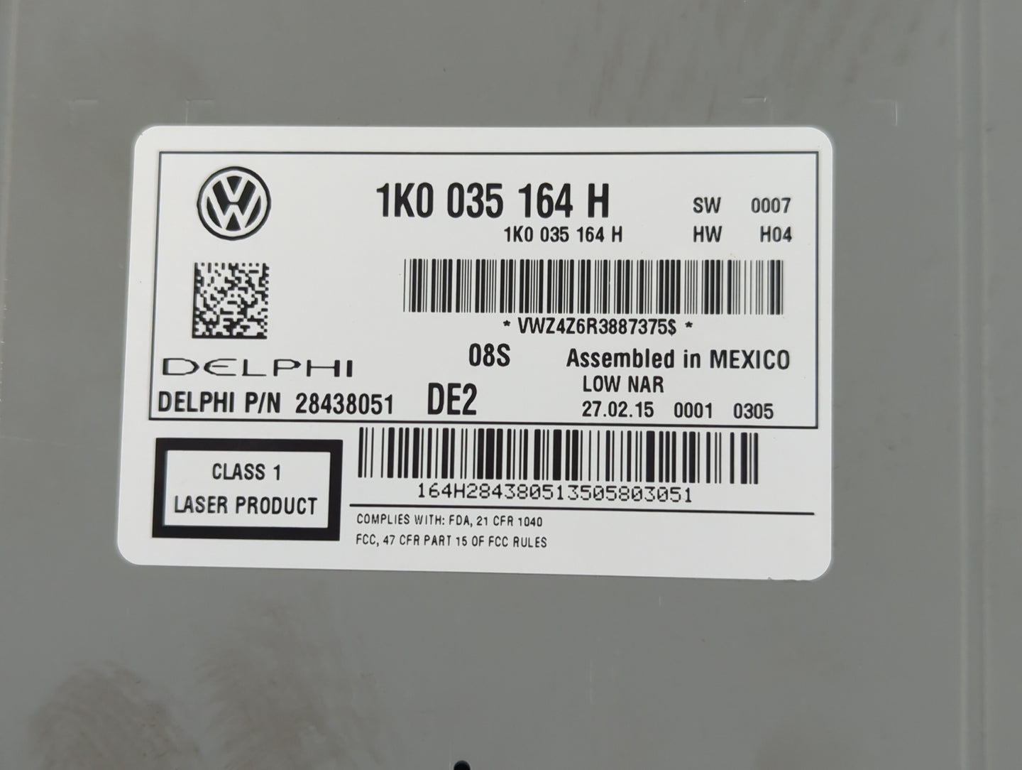 2015-2017 Volkswagen Jetta Radio AM FM Cd Player Receiver Replacement P/N:1K0 035 164 H Fits Fits 2014 2015 2016 2017 OEM Us