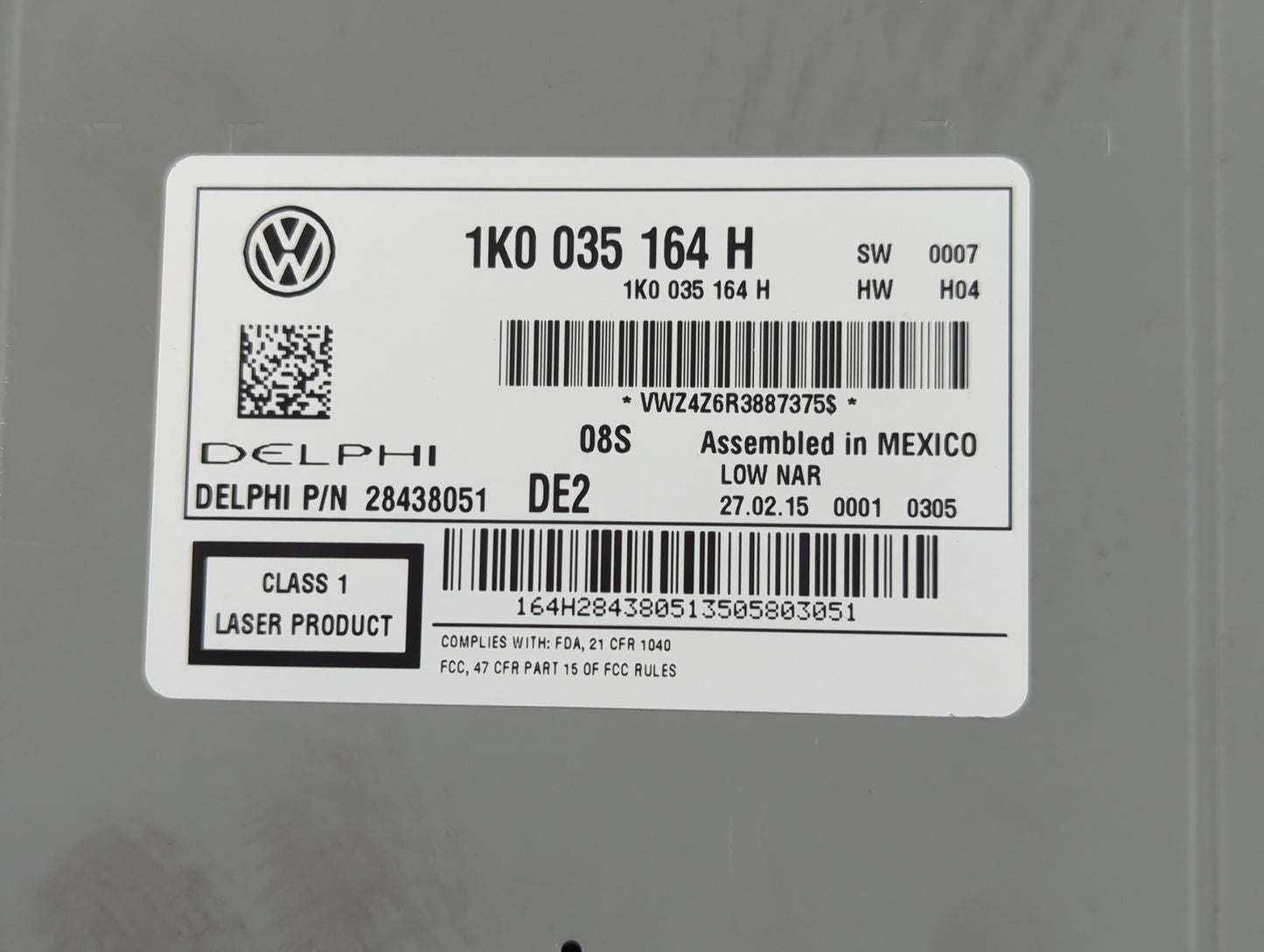 2015-2017 Volkswagen Jetta Radio AM FM Cd Player Receiver Replacement P/N:1K0 035 164 H Fits Fits 2014 2015 2016 2017 OEM Us