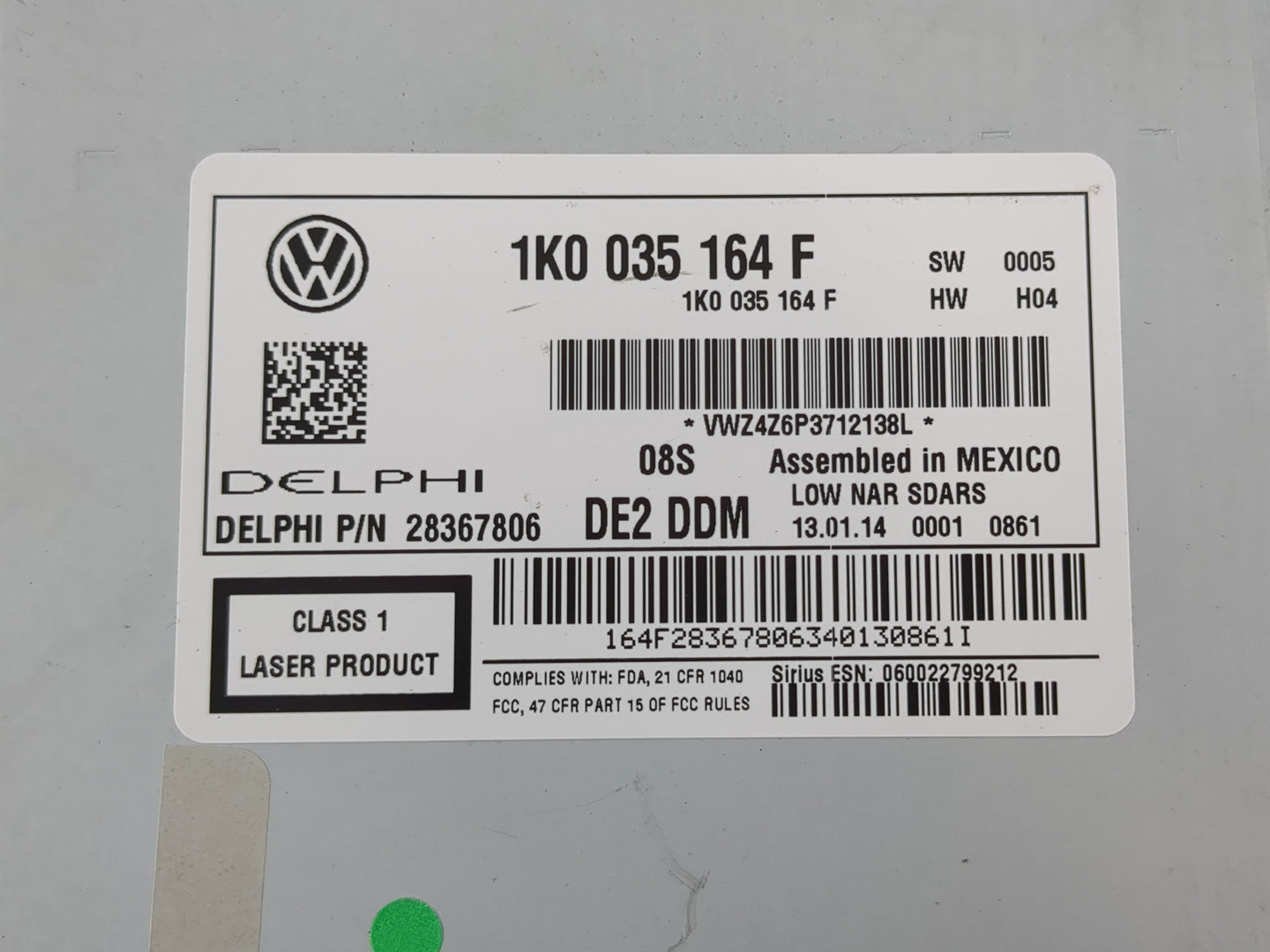 2015-2017 Volkswagen Jetta Radio AM FM Cd Player Receiver Replacement P/N:1K0 0 35 164 F Fits Fits 2014 2015 2016 2017 OEM U