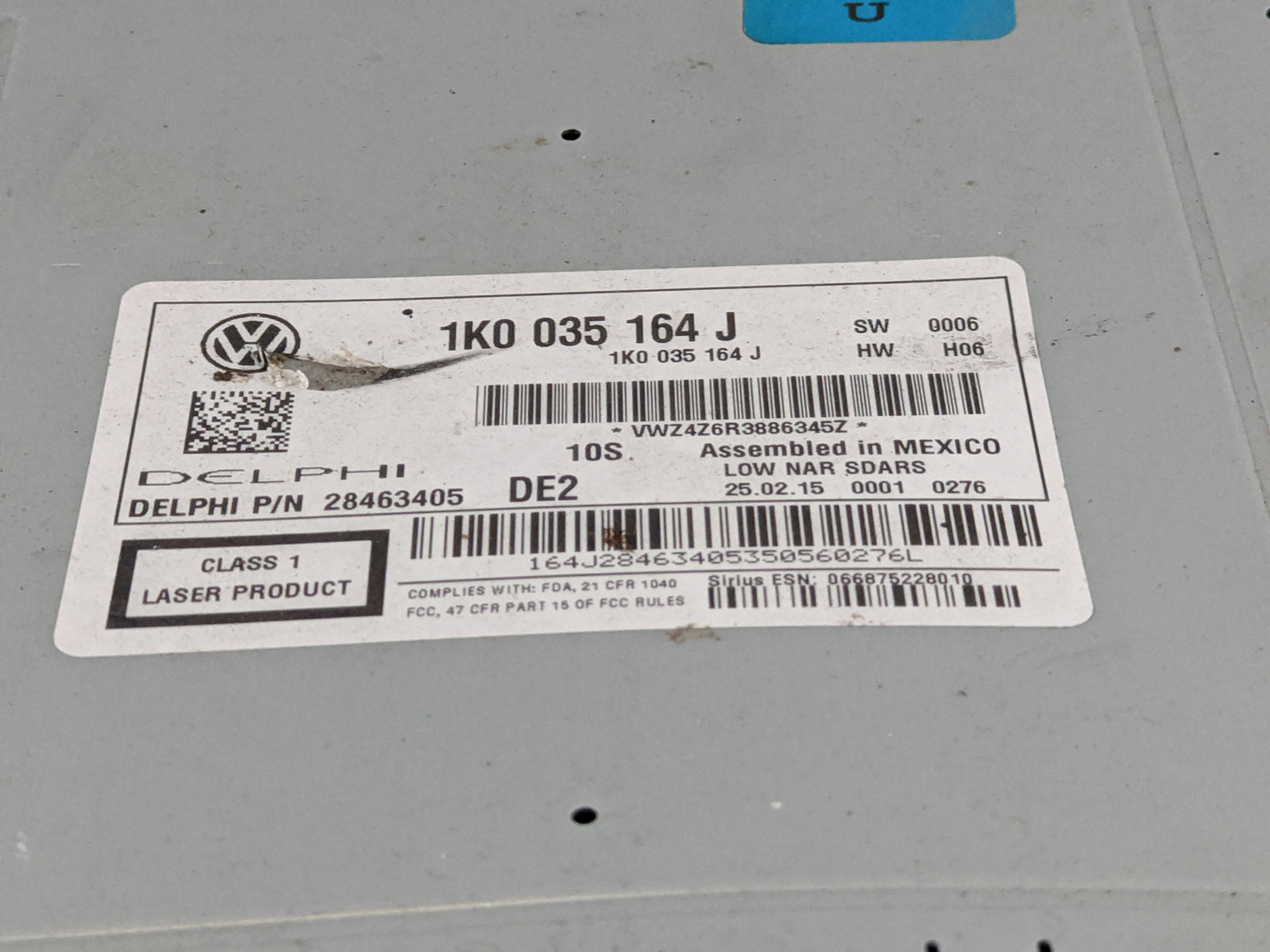 2012-2017 Volkswagen Jetta Radio AM FM Cd Player Receiver Replacement P/N:1K0 035 164 J Fits Fits 2012 2013 2014 2015 2016 2