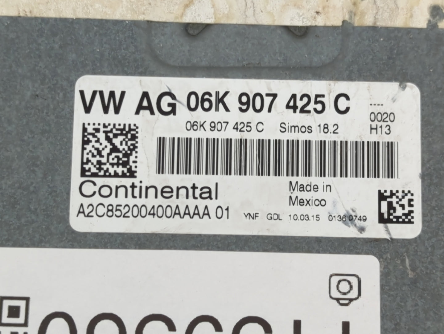2015-2017 Volkswagen Jetta PCM Engine Control Computer ECU ECM PCU OEM P/N:06K 907 425 C Fits Fits 2015 2016 2017 OEM Used A
