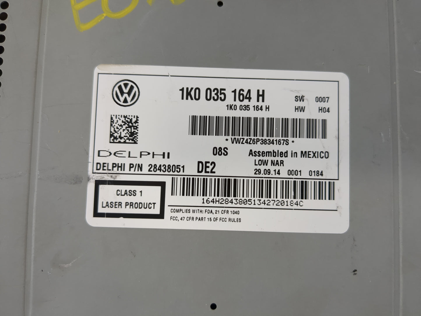 2015-2017 Volkswagen Jetta Radio AM FM Cd Player Receiver Replacement P/N:1K0 035 164 H Fits Fits 2014 2015 2016 2017 OEM Us