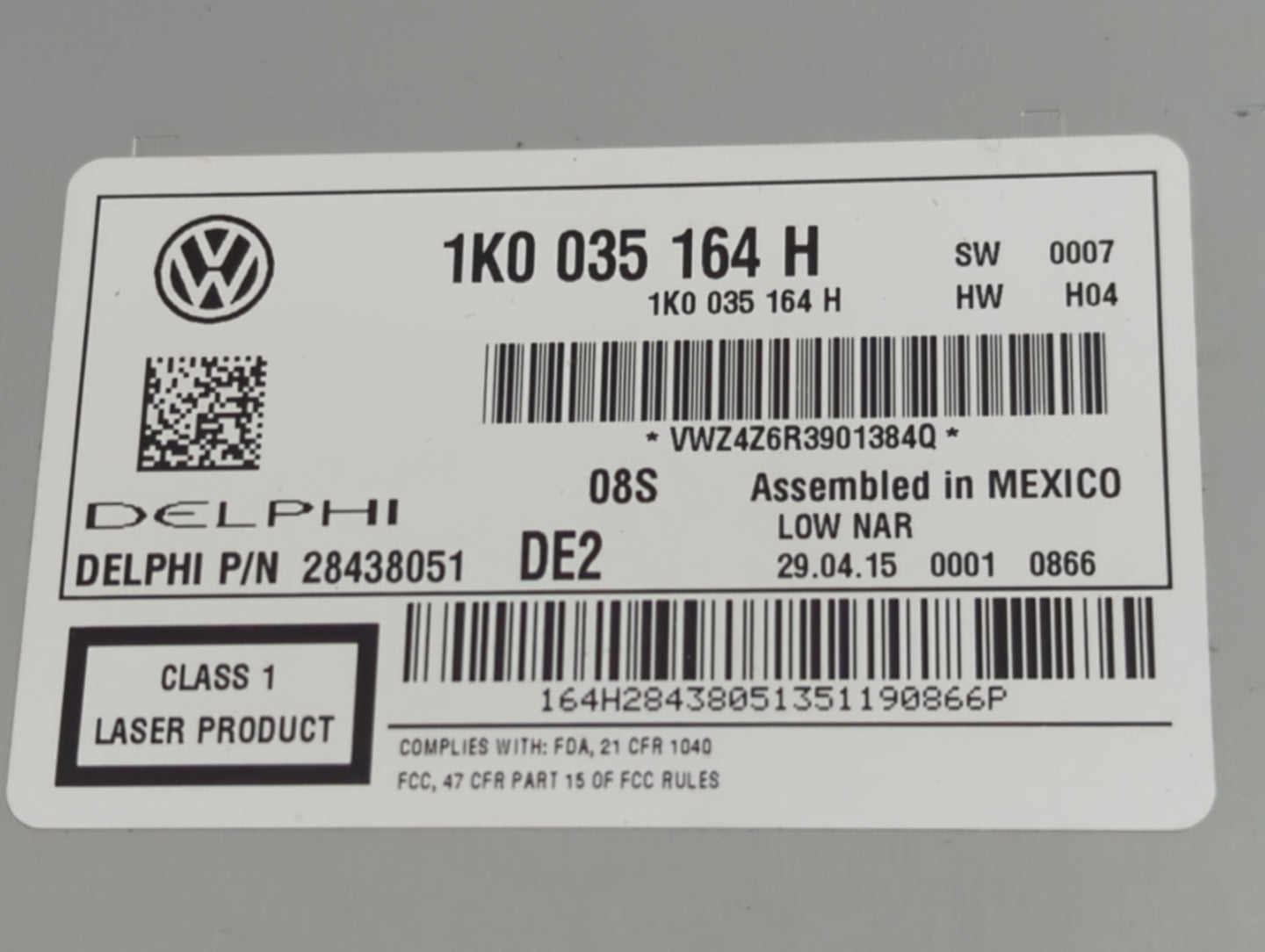 2015-2017 Volkswagen Jetta Radio AM FM Cd Player Receiver Replacement P/N:1K0 035 164 H Fits Fits 2014 2015 2016 2017 OEM Us
