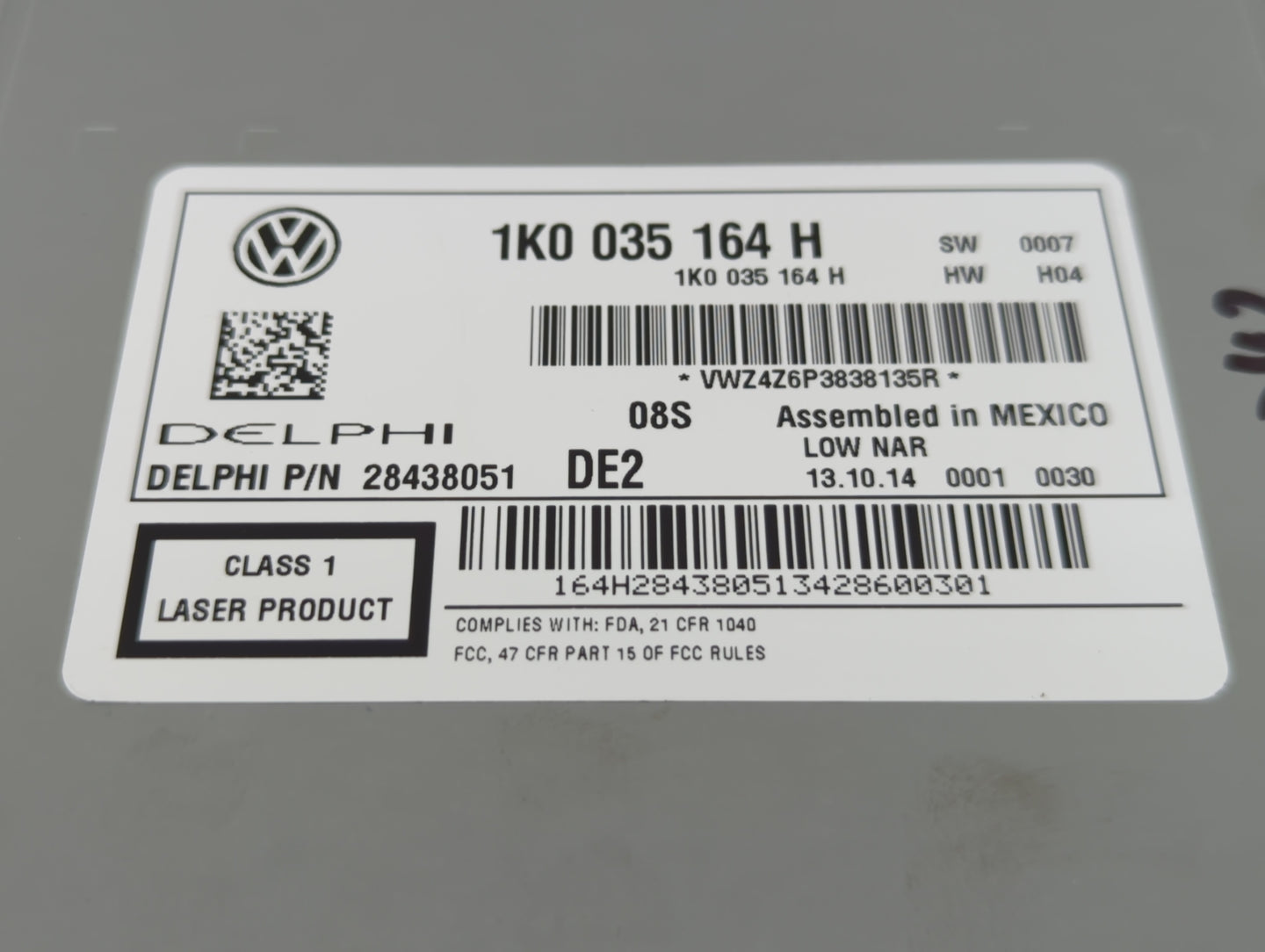 2015-2017 Volkswagen Jetta Radio AM FM Cd Player Receiver Replacement P/N:1K0 035 164 H Fits Fits 2014 2015 2016 2017 OEM Us