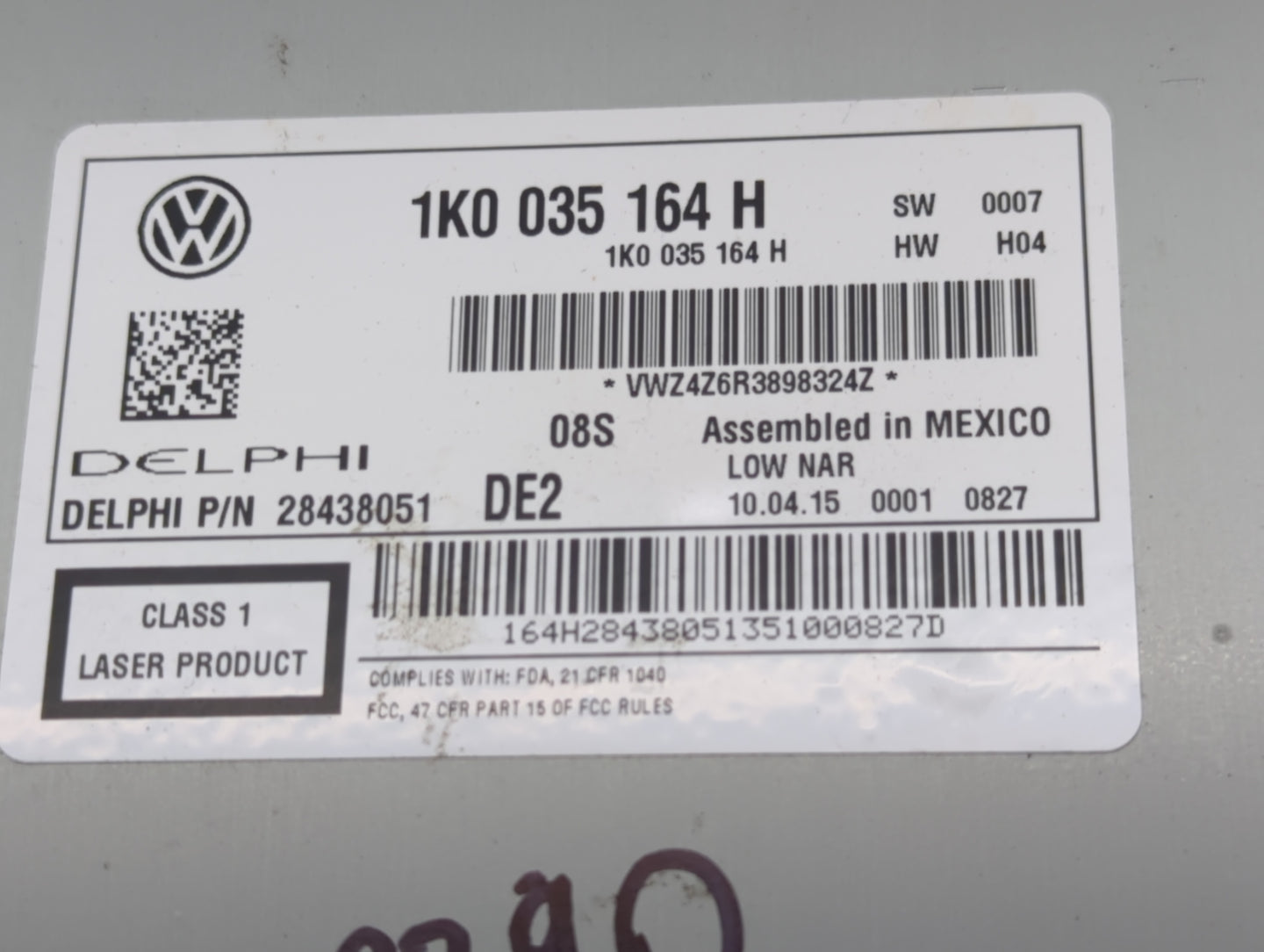 2015-2017 Volkswagen Jetta Radio AM FM Cd Player Receiver Replacement P/N:1K0 035 164 H Fits Fits 2014 2015 2016 2017 OEM Us