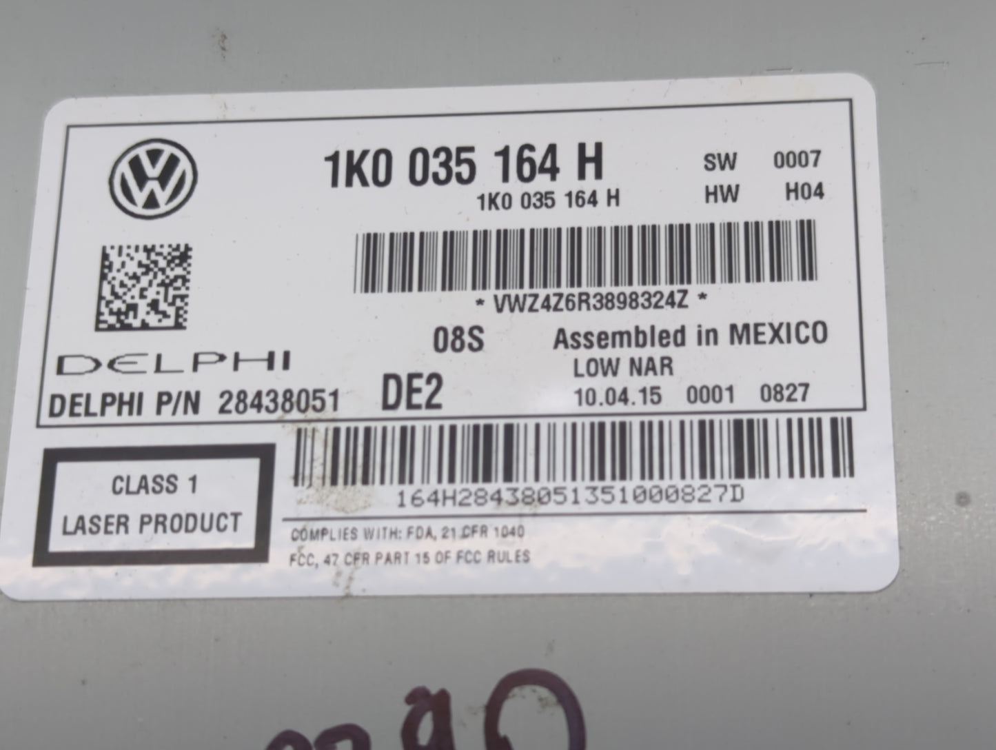 2015-2017 Volkswagen Jetta Radio AM FM Cd Player Receiver Replacement P/N:1K0 035 164 H Fits Fits 2014 2015 2016 2017 OEM Us