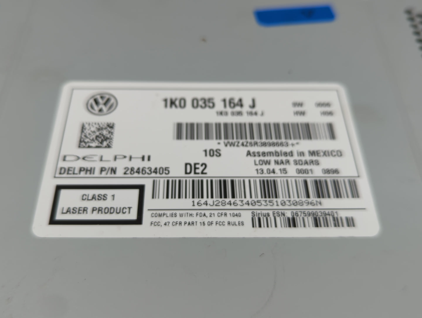 2015-2017 Volkswagen Jetta Radio AM FM Cd Player Receiver Replacement P/N:1K0035164J Fits Fits 2015 2016 2017 OEM Used Auto 