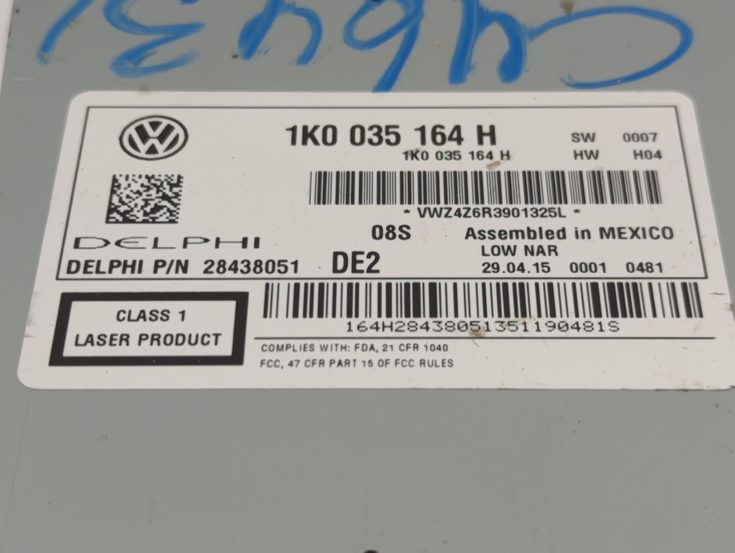 2015-2017 Volkswagen Jetta Radio AM FM Cd Player Receiver Replacement P/N:1K0 035 164 H Fits Fits 2014 2015 2016 2017 OEM Us