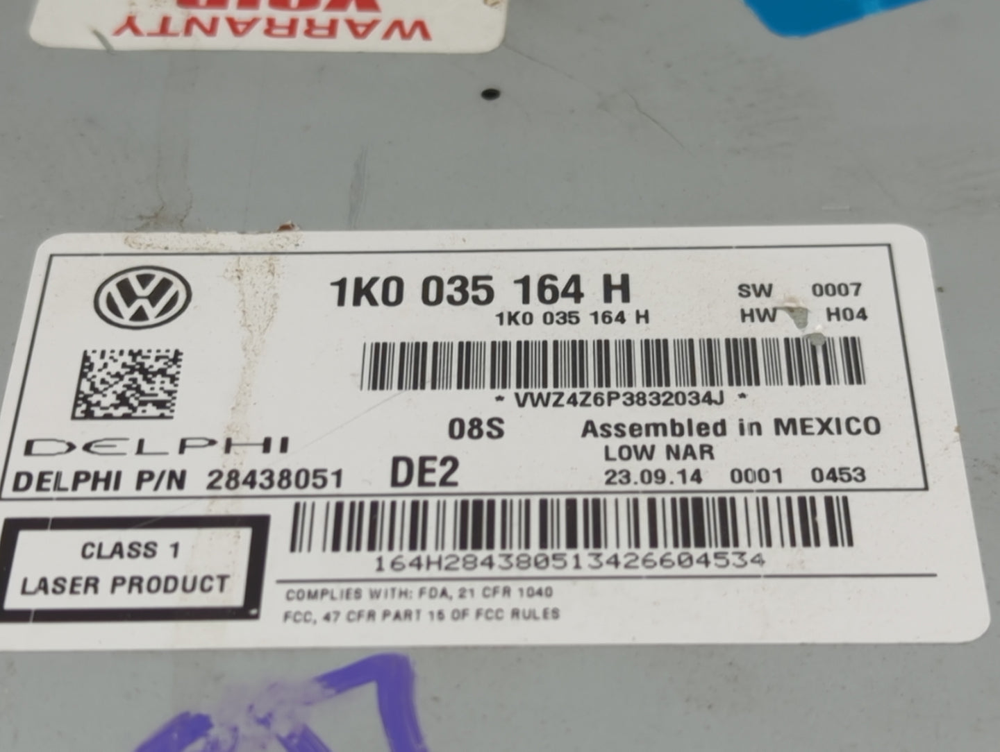 2015-2017 Volkswagen Jetta Radio AM FM Cd Player Receiver Replacement P/N:1K0 035 164 H Fits Fits 2014 2015 2016 2017 OEM Us