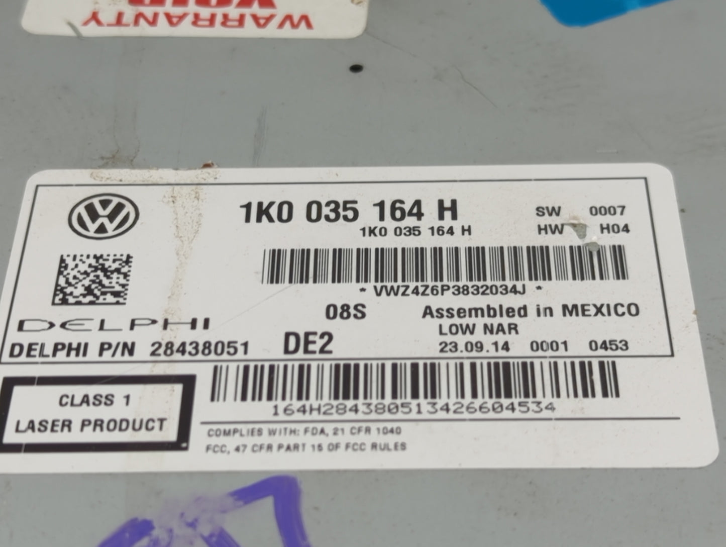 2015-2017 Volkswagen Jetta Radio AM FM Cd Player Receiver Replacement P/N:1K0 035 164 H Fits Fits 2014 2015 2016 2017 OEM Us