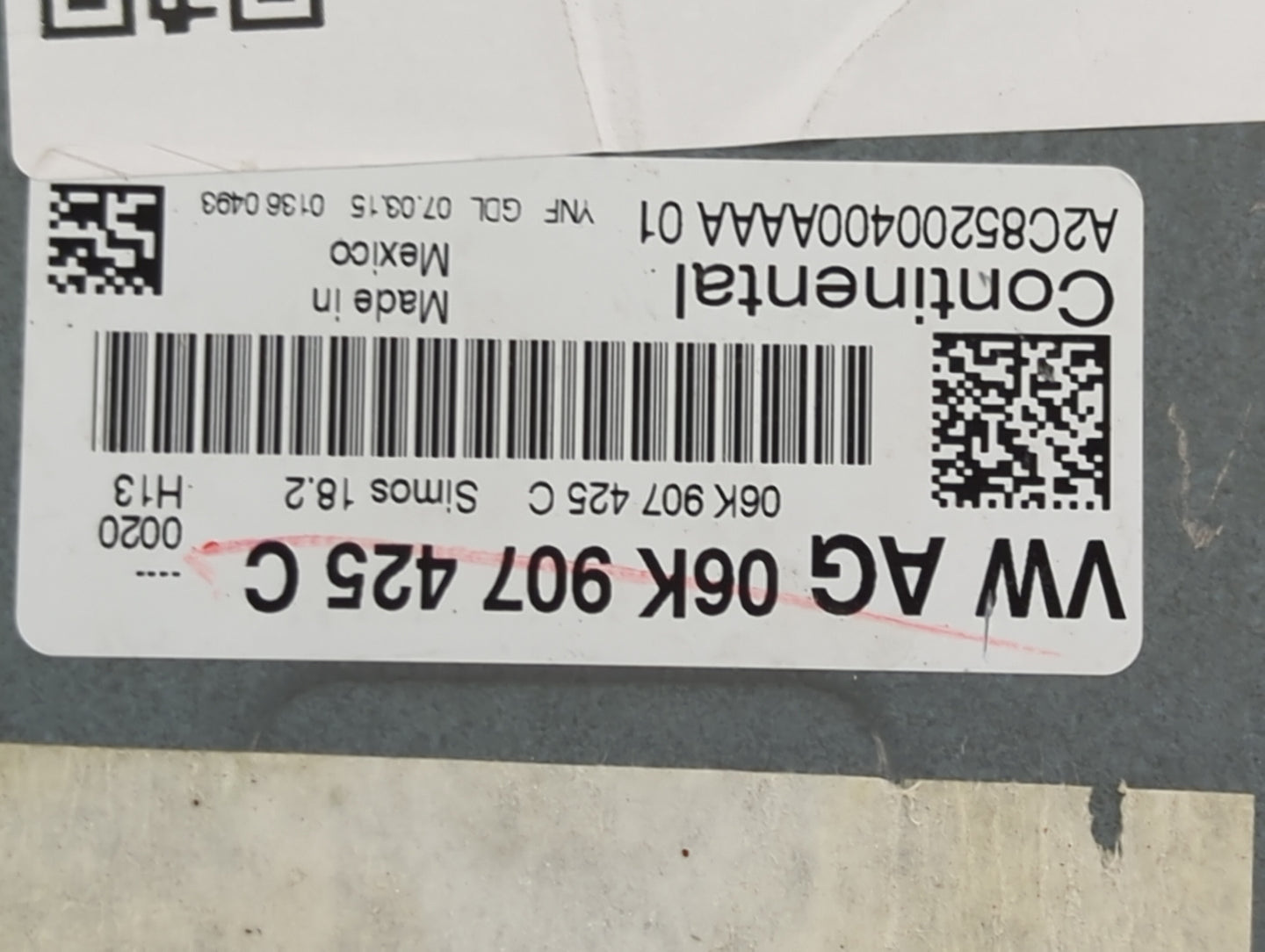 2015-2017 Volkswagen Jetta PCM Engine Control Computer ECU ECM PCU OEM P/N:06K907425C A2C8520040AAA01 Fits Fits 2015 2016 20