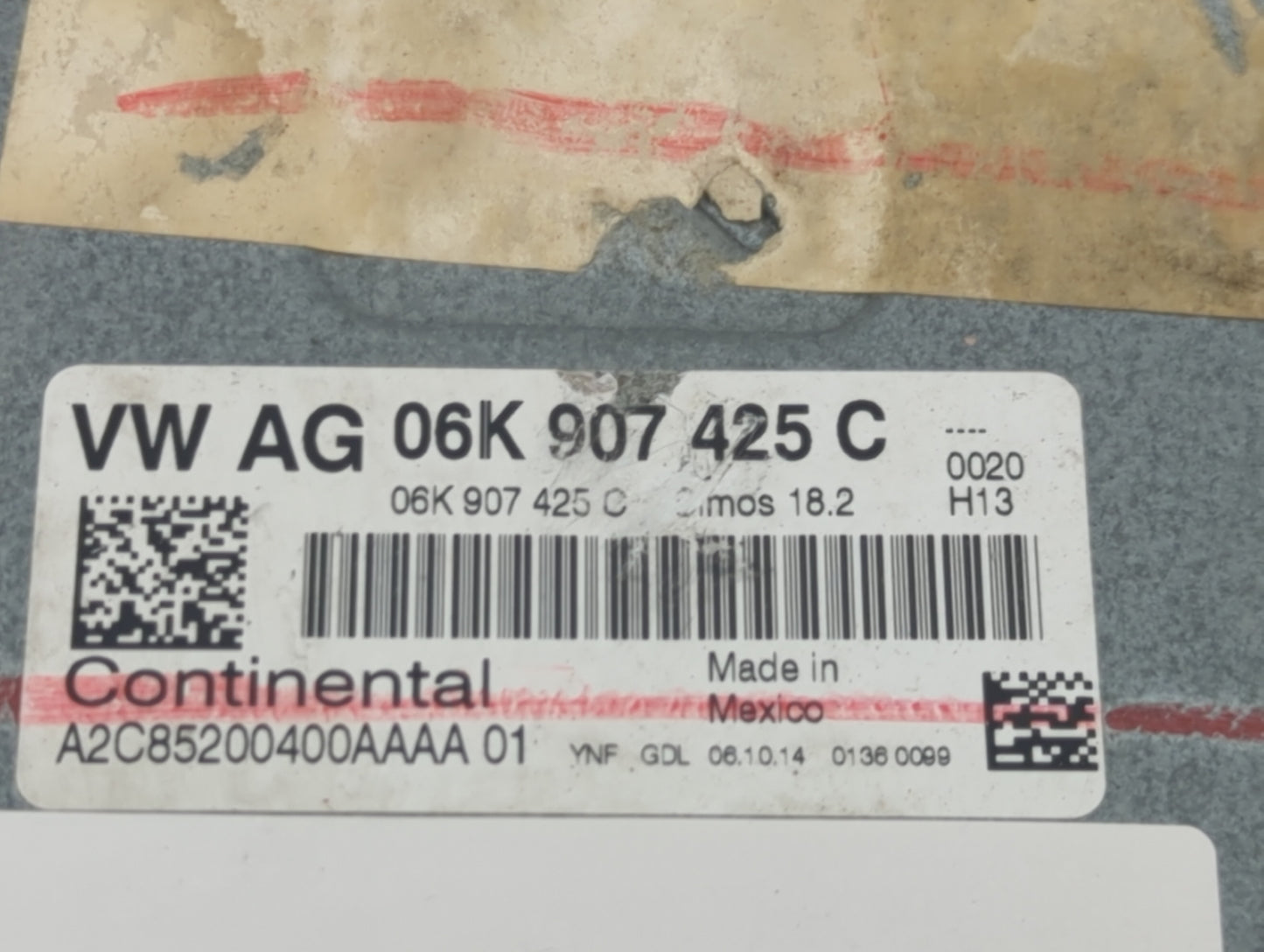 2015-2017 Volkswagen Jetta PCM Engine Control Computer ECU ECM PCU OEM P/N:06K907425C A2C85200400AAAA01 Fits Fits 2015 2016 