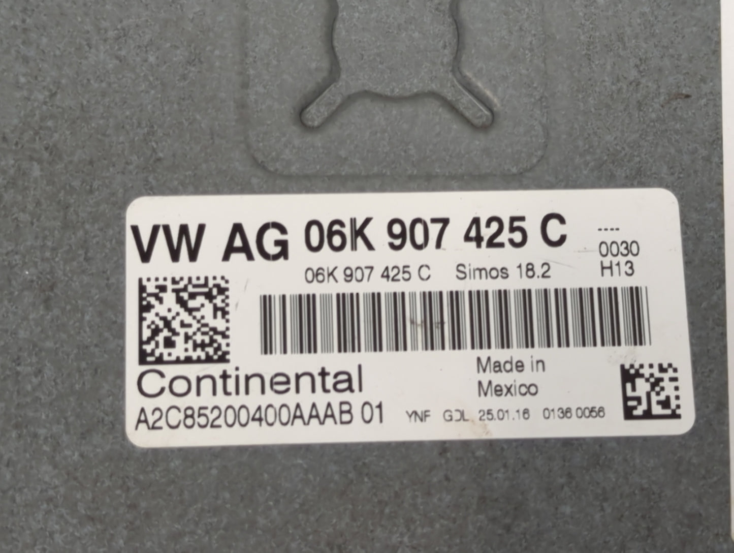 2015-2017 Volkswagen Jetta PCM Engine Control Computer ECU ECM PCU OEM P/N:06K907425C A2C85200400AAAB01 Fits Fits 2015 2016 