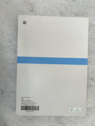 2015 Volkswagen Jetta Owners Manual Book Guide P/N:1515U1JT623 151.5U1.JT6.23, C115A6ING.21.2.3.404 OEM Used Auto Parts