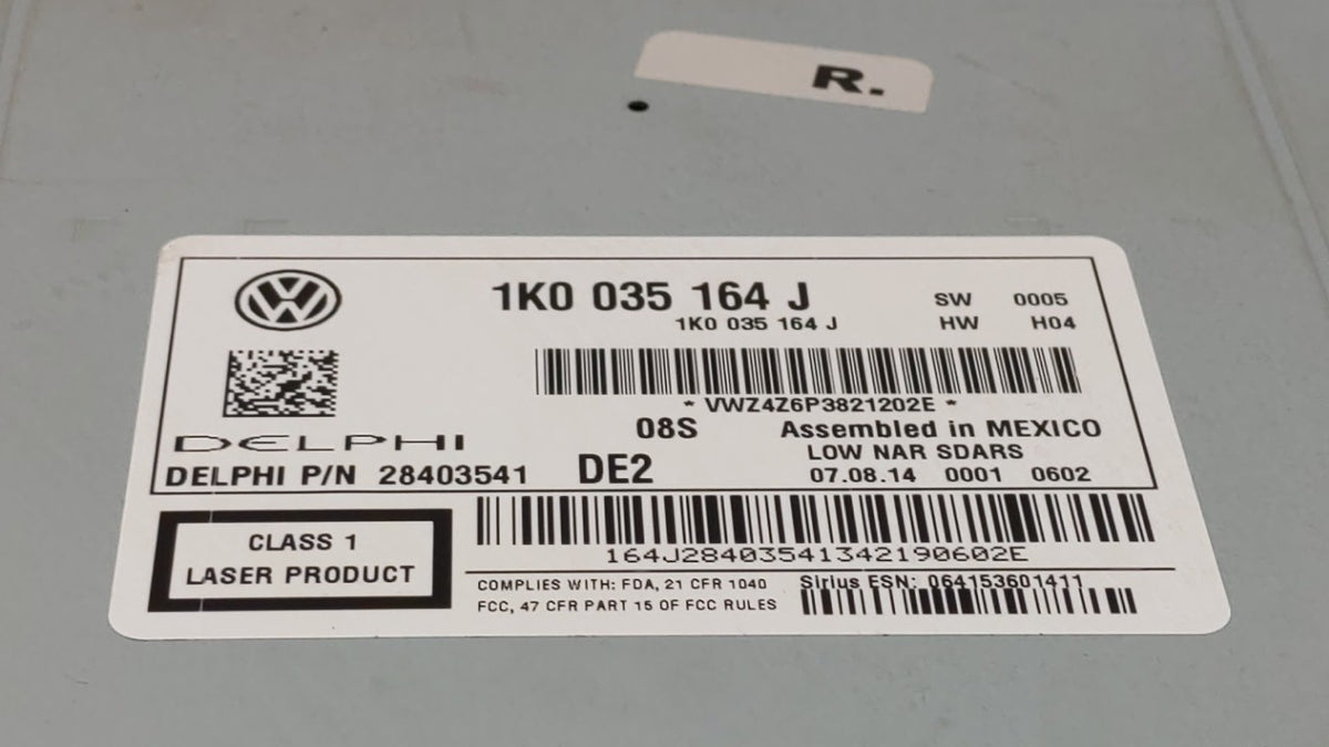 2015-2017 Volkswagen Jetta Radio AM FM Cd Player Receiver Replacement P/N:1K0035164J 1K0 035 164 J Fits 2015 2016 2017 OEM U