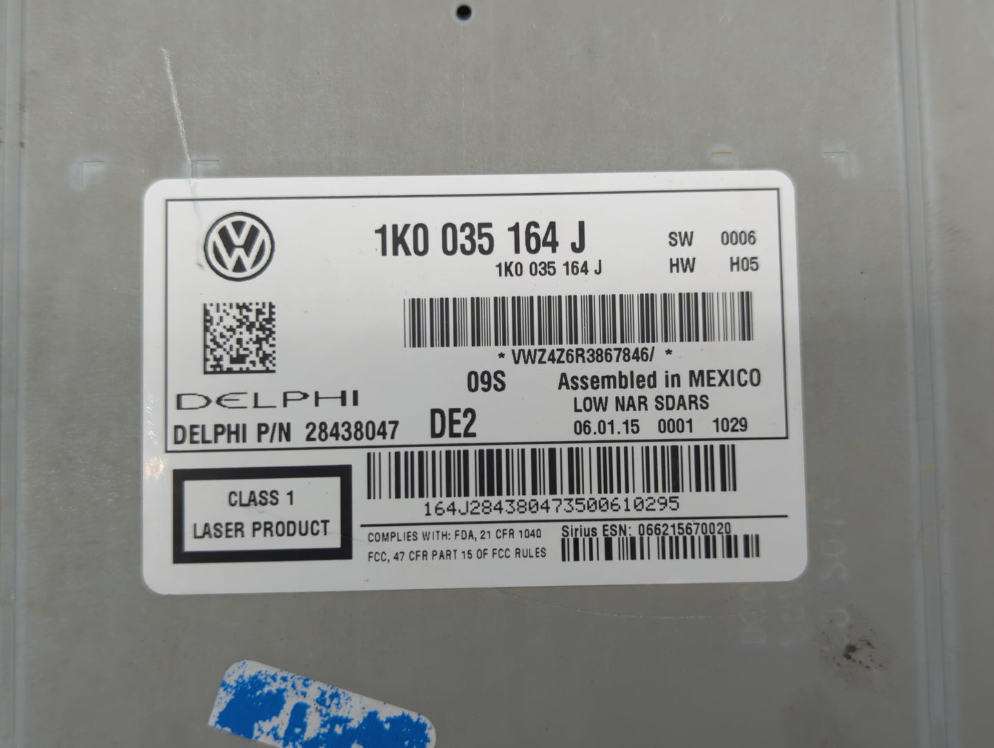 2015-2017 Volkswagen Jetta Radio AM FM Cd Player Receiver Replacement P/N:1K0035164J 1K0 035 164 J Fits Fits 2015 2016 2017 