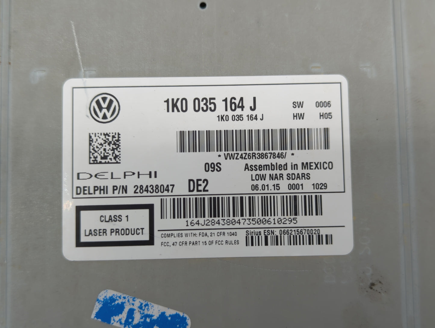 2015-2017 Volkswagen Jetta Radio AM FM Cd Player Receiver Replacement P/N:1K0035164J 1K0 035 164 J Fits Fits 2015 2016 2017 