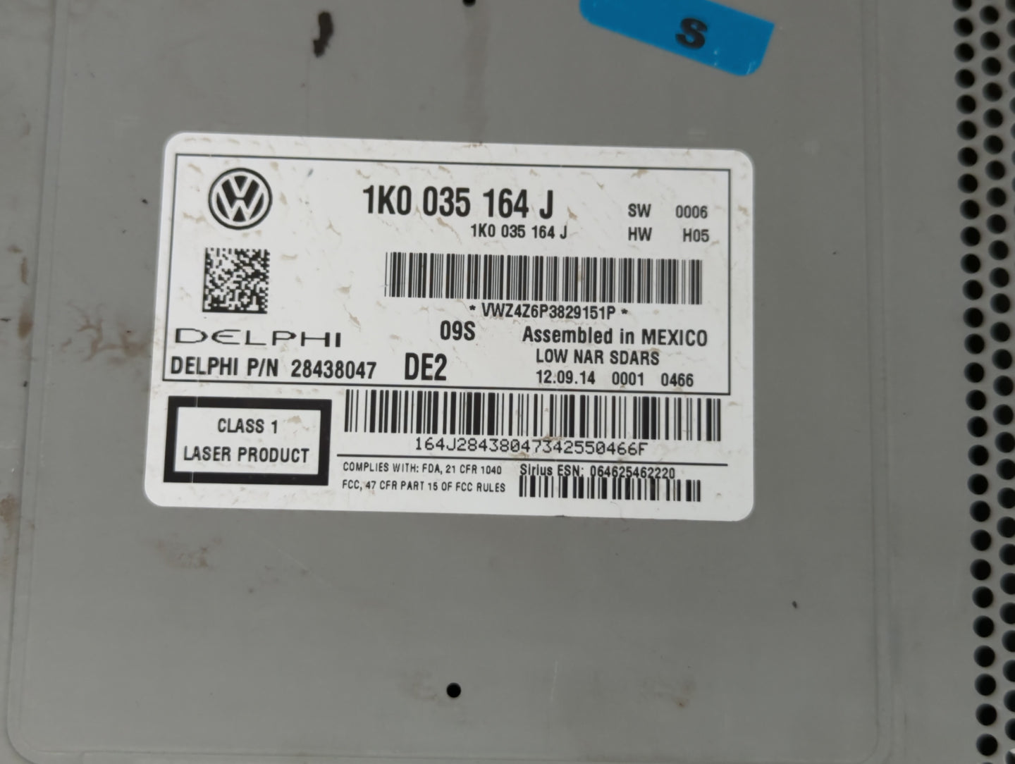 2015-2017 Volkswagen Jetta Radio AM FM Cd Player Receiver Replacement P/N:1K0035164J 1K0 035 164 J Fits Fits 2015 2016 2017 
