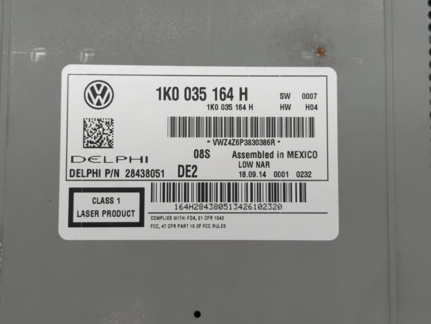 2015-2017 Volkswagen Jetta Radio AM FM Cd Player Receiver Replacement P/N:1K0 035 164 J 1K0 035 164 H Fits OEM Used Auto Par
