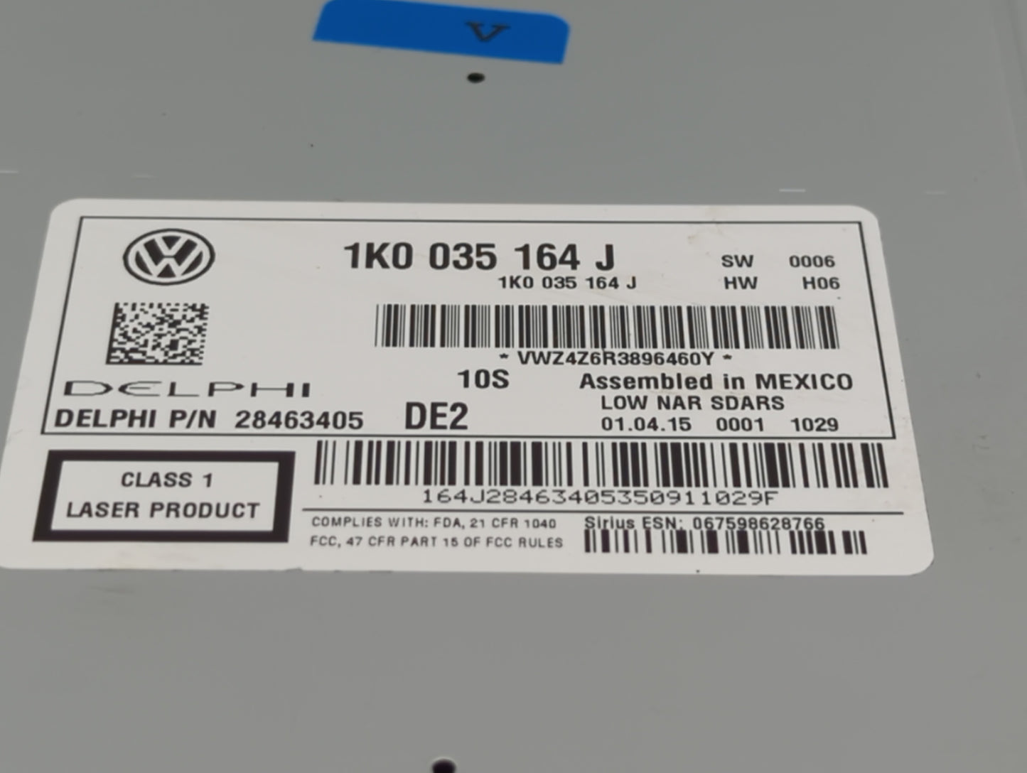 2015-2017 Volkswagen Jetta Radio AM FM Cd Player Receiver Replacement P/N:1K0035164J 1K0 035 164 J Fits Fits 2015 2016 2017 