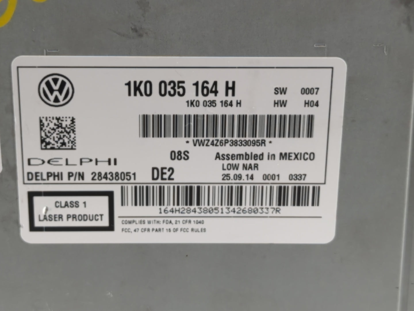 2015-2017 Volkswagen Jetta Radio AM FM Cd Player Receiver Replacement P/N:1K0 035 164 J 1K0 035 164 H Fits OEM Used Auto Par