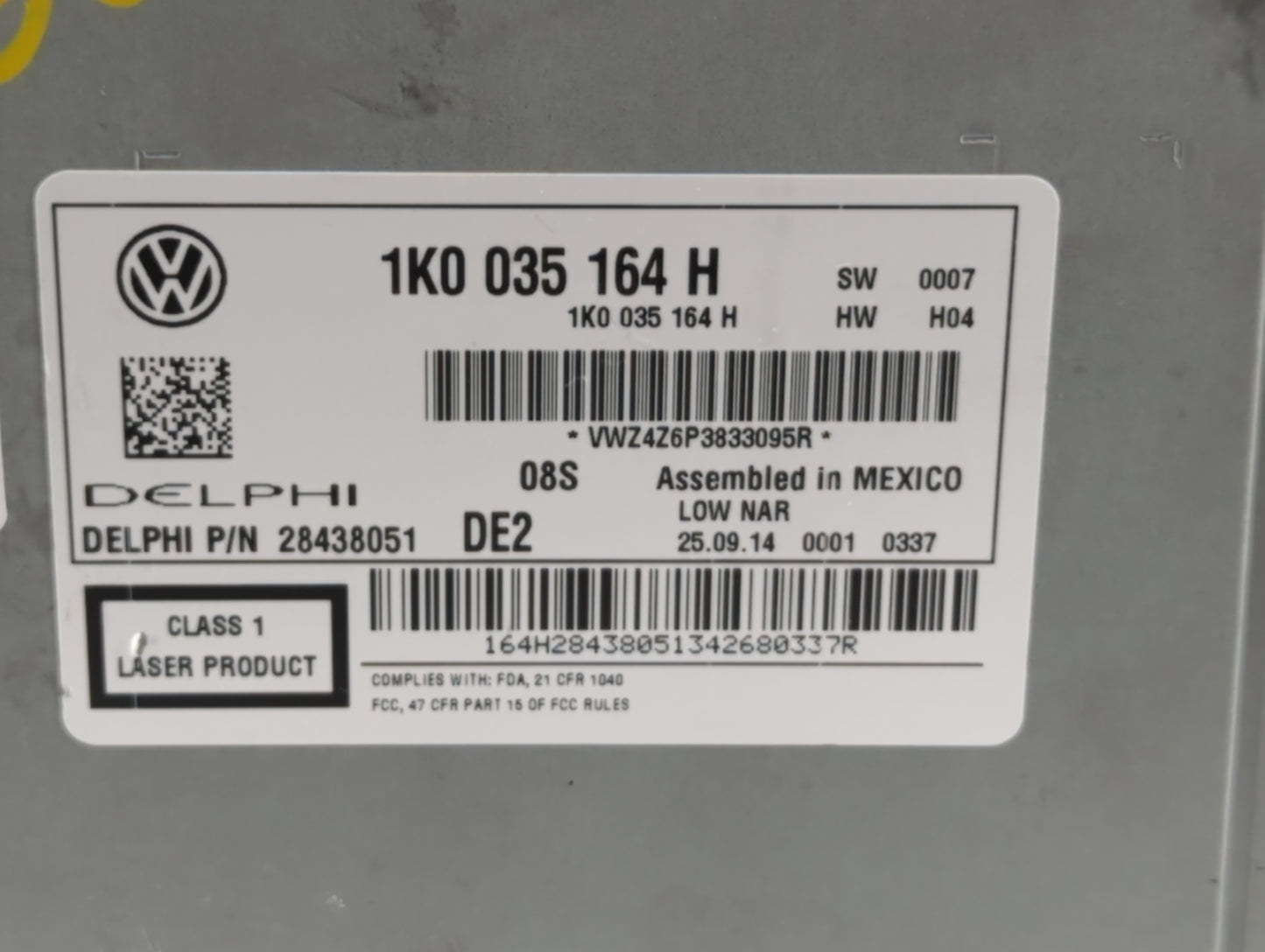 2015-2017 Volkswagen Jetta Radio AM FM Cd Player Receiver Replacement P/N:1K0 035 164 J 1K0 035 164 H Fits OEM Used Auto Par