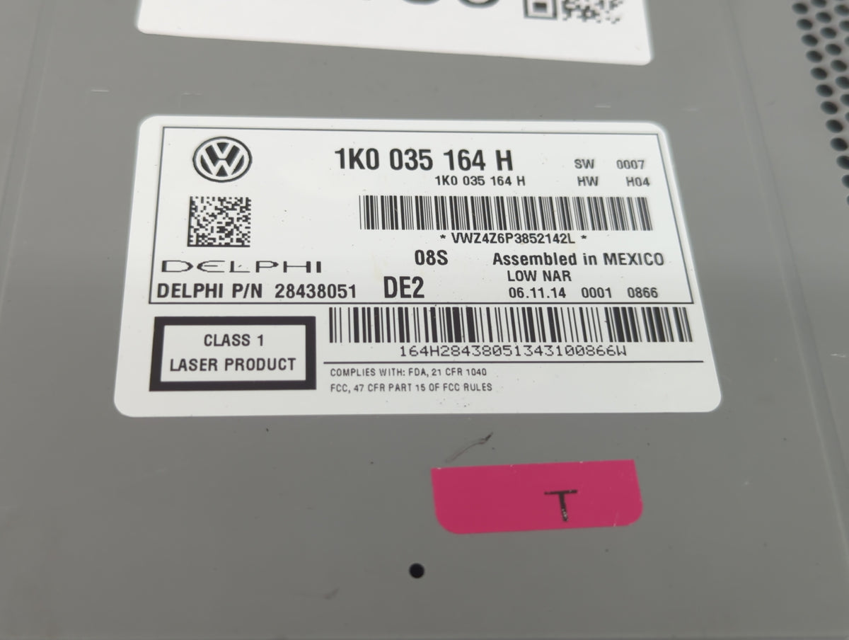 2015-2017 Volkswagen Jetta Radio AM FM Cd Player Receiver Replacement P/N:1K0 035 164 J 1K0 035 164 H Fits OEM Used Auto Par