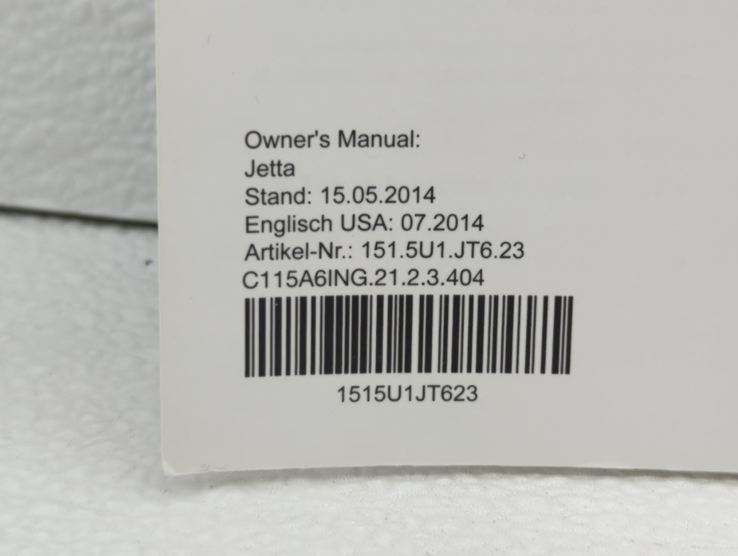 2015 Volkswagen Jetta Owners Manual Book Guide OEM Used Auto Parts - Oemusedautoparts1.com