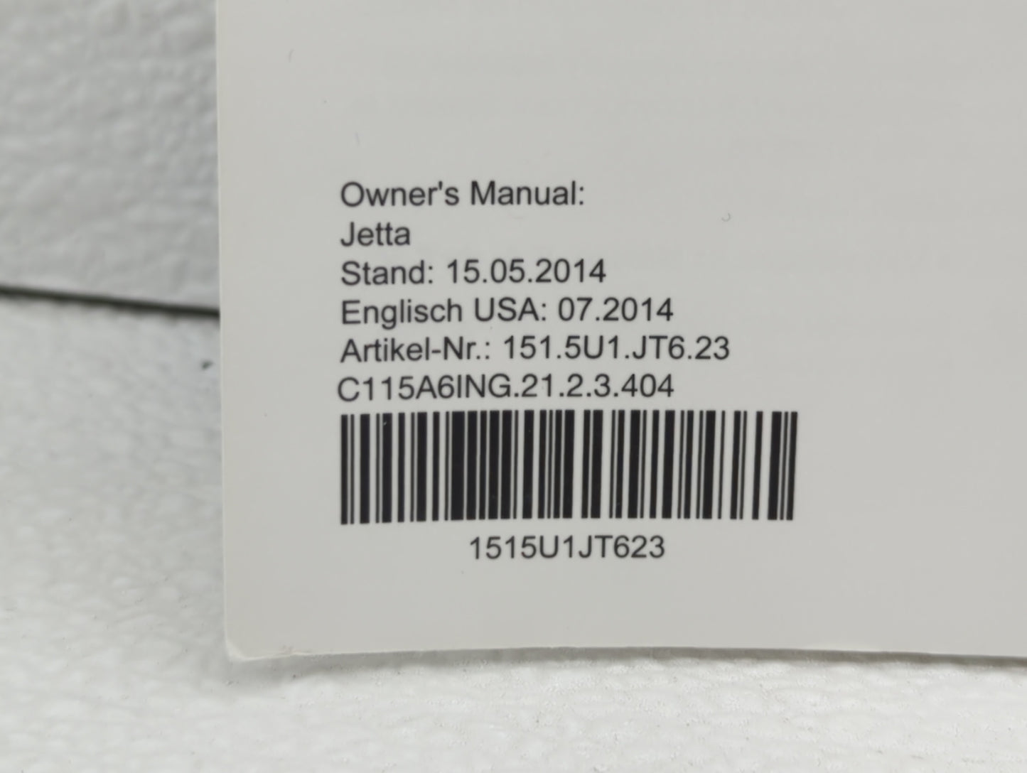2015 Volkswagen Jetta Owners Manual Book Guide OEM Used Auto Parts - Oemusedautoparts1.com