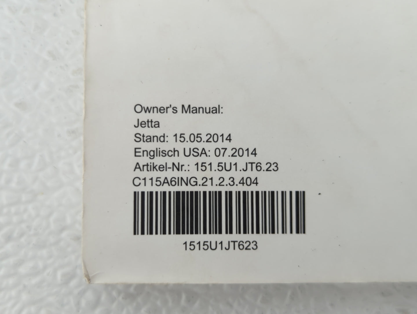 2015 Volkswagen Jetta Owners Manual Book Guide OEM Used Auto Parts - Oemusedautoparts1.com