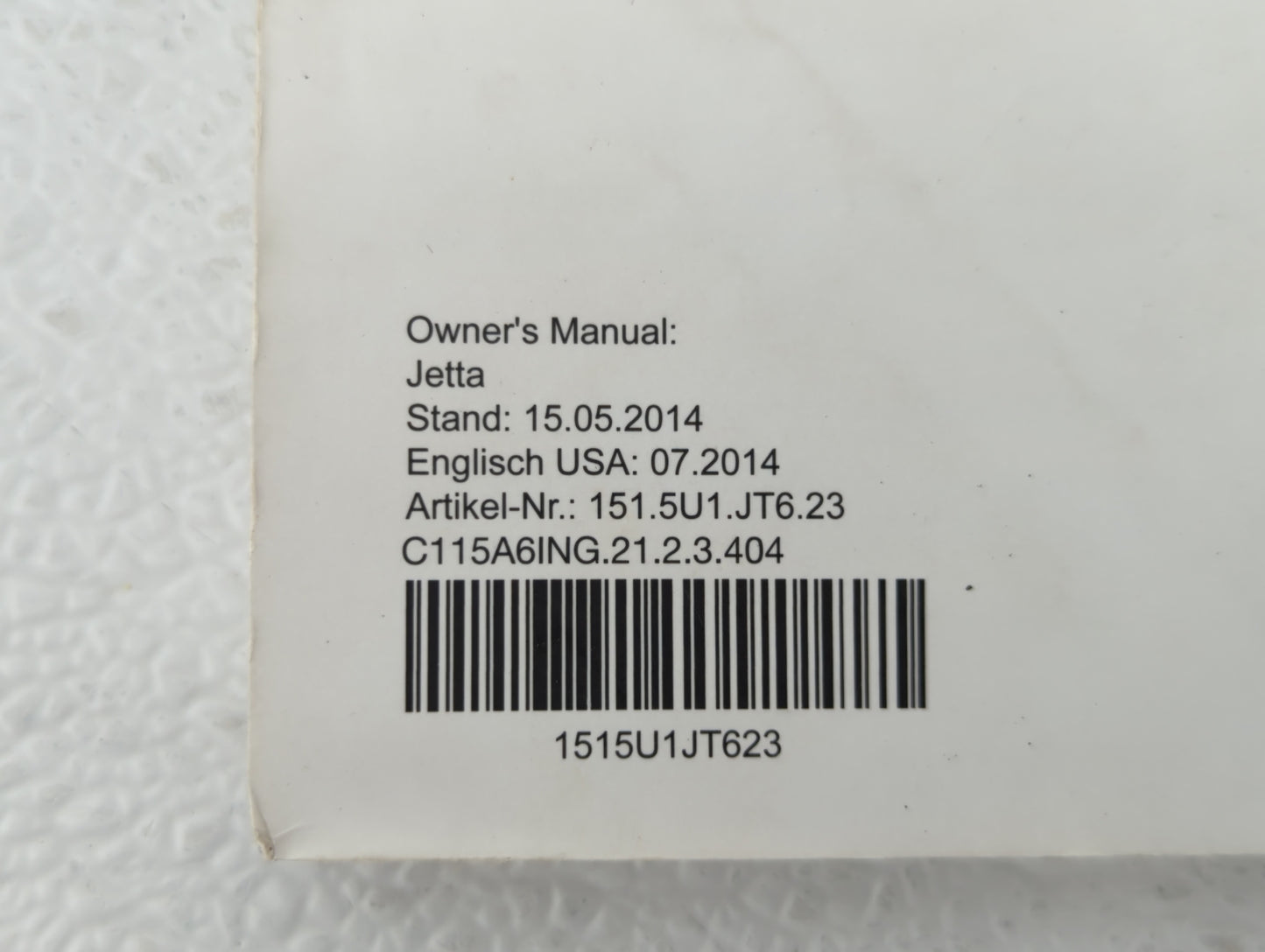 2015 Volkswagen Jetta Owners Manual Book Guide OEM Used Auto Parts - Oemusedautoparts1.com