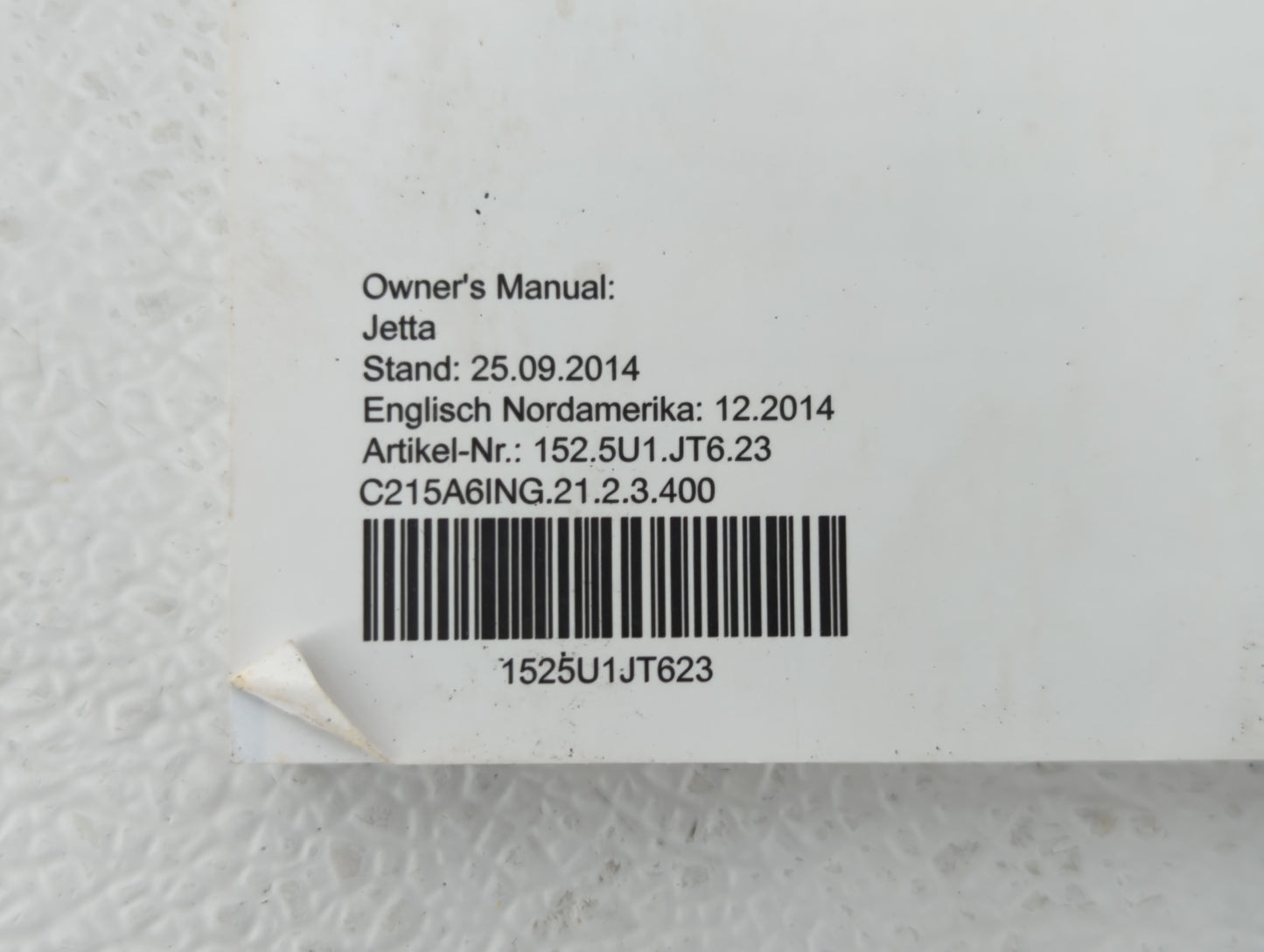 2015 Volkswagen Jetta Owners Manual Book Guide OEM Used Auto Parts - Oemusedautoparts1.com